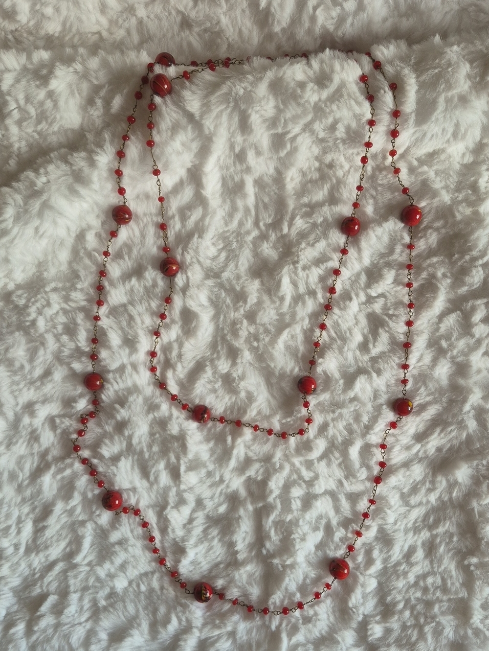 🎈Vintage Red Beaded Long Layering Necklace